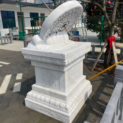 汉白玉日晷石雕摆件