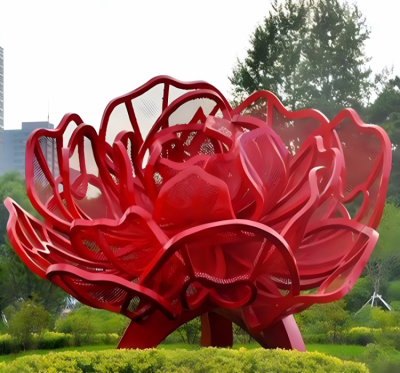 不锈钢网格镂空玫瑰花景观博鱼网页版