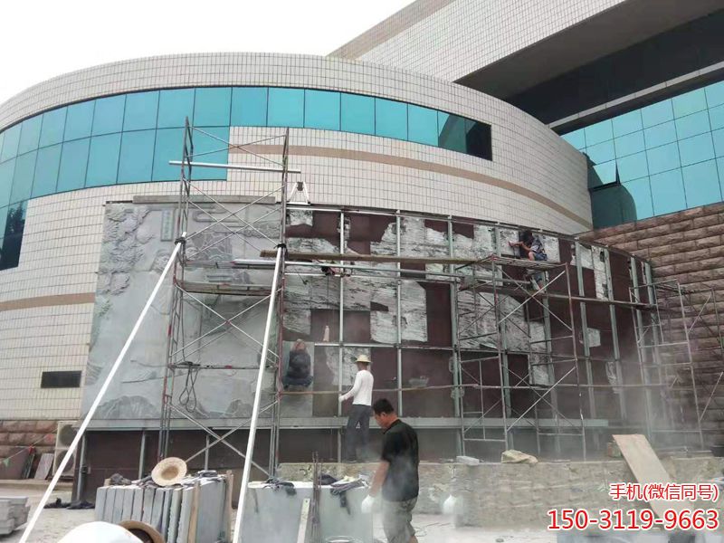 邢台职业技术学院图书馆外墙浮雕项目-施工