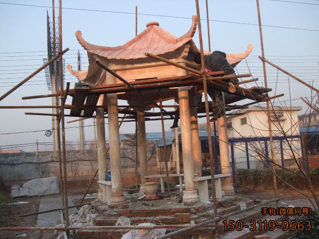 晚霞红凉亭安装现场博鱼网页版