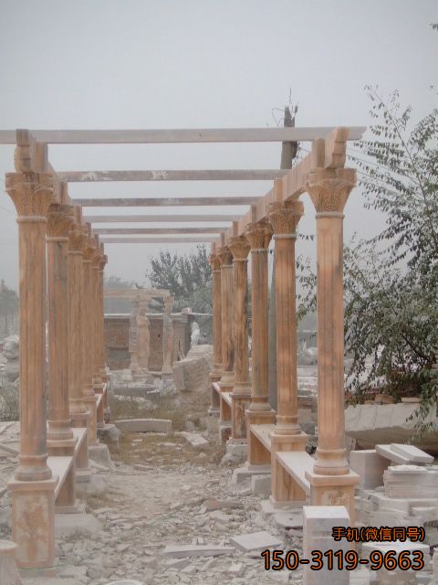 石材晚霞红景观园林长廊石刻博鱼网页版