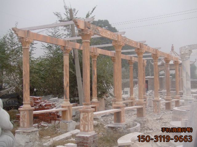 园林晚霞红石材长廊博鱼网页版